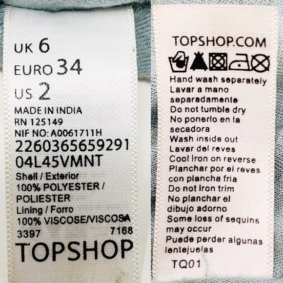 VTG Top Shop Flapper Great Gatsby Teal Blue Beaded Sequin Short Sleeve Tunic 2 - Picture 11 of 16